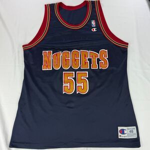 Vintage Champion Jersey #55 Rare Dikembe Mutombo Denver Nuggets Blue Size 48/XL